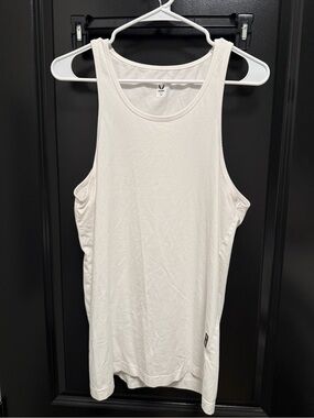 ASRV White Ribbed Tank Top - Athletic Style